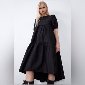 ZARA Midi Tiered Black Dress in XS!